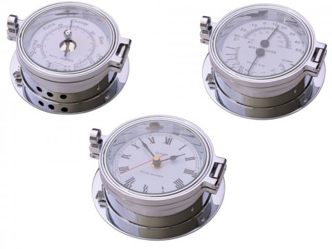 Chrome Clock + Baro. + Thermo. 116mm